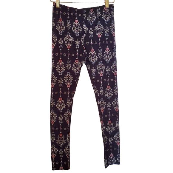 Pink Rose Floral Patterned Leggings Size M - Picture 1 of 7